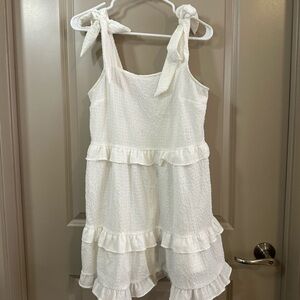 White Ruffle Tie-Strap Dress